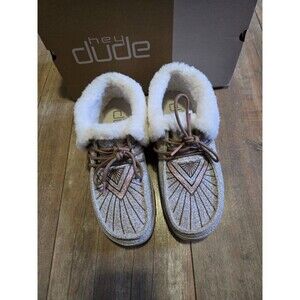 Hey‎ Dude Britt Beige Knit Faux Fur Lined Foldover Booties- 6/EU 37 Tribal Shoes